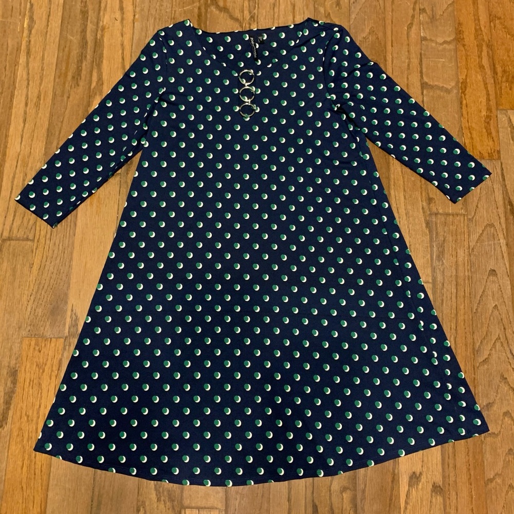 Zoe + Phoebe - Dark blue dress w/polka dots, Small